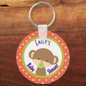 Brown Baby Monkey mit Schnuller Baby Dusche Schlüsselanhänger (Vorderseite)