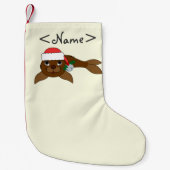 Brown-Baby-Siegel mit Weihnachtsmannmütze u. Kleiner Weihnachtsstrumpf (Vorderseite)