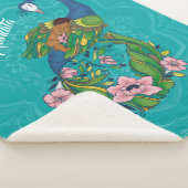 Brown Baby sleeping on a Floral Peacock Sherpadecke (3/4)