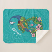Brown Baby sleeping on a Floral Peacock Sherpadecke (Vorderseite (Horizontal))