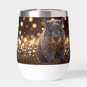 Brown Baby Wombat on Brown Bokeh Bliss,