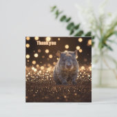 Brown Baby Wombat on Brown Bokeh Bliss, Dankeskarte (Stehend Vorderseite)