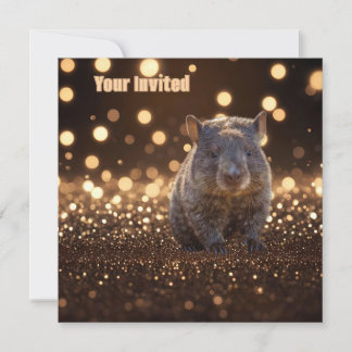 Brown Baby Wombat on Brown Bokeh Bliss, Einladung
