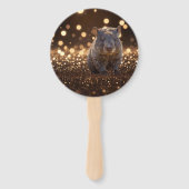 Brown Baby Wombat on Brown Bokeh Bliss, Fächer (Vorderseite)