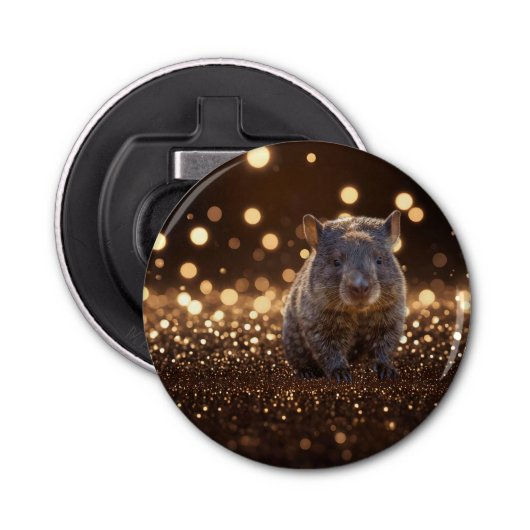 Brown Baby Wombat on Brown Bokeh Bliss, Flaschenöffner (Vorderseite)
