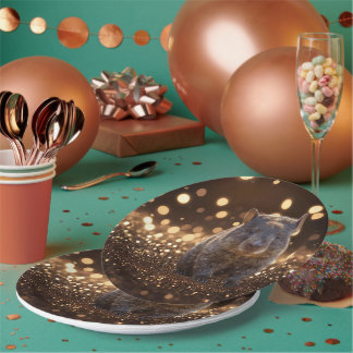 Brown Baby Wombat on Brown Bokeh Bliss, Pappteller