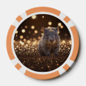 Brown Baby Wombat on Brown Bokeh Bliss, Pokerchips (Rückseite)
