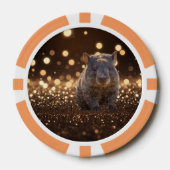 Brown Baby Wombat on Brown Bokeh Bliss, Pokerchips (Vorderseite)