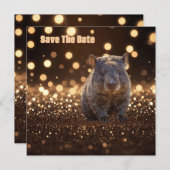Brown Baby Wombat on Brown Bokeh Bliss, Save The Date (Vorne/Hinten)