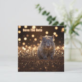 Brown Baby Wombat on Brown Bokeh Bliss, Save The Date (Stehend Vorderseite)