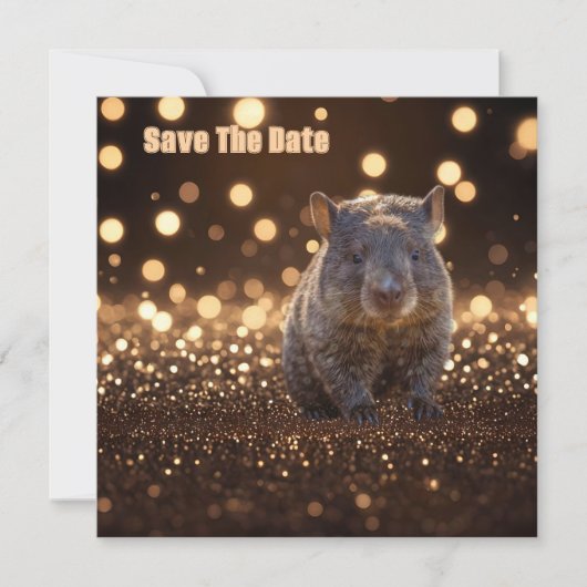Brown Baby Wombat on Brown Bokeh Bliss, Save The Date (Vorderseite)