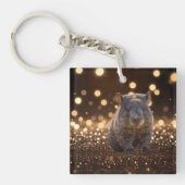 Brown Baby Wombat on Brown Bokeh Bliss, Schlüsselanhänger (Vorderseite)