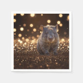 Brown Baby Wombat on Brown Bokeh Bliss, Serviette (Vorderseite)