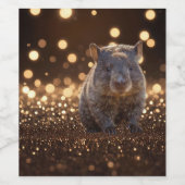 Brown Baby Wombat on Brown Bokeh Bliss, Weinetikett (Einzelnes Label)
