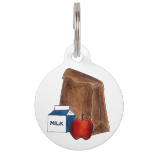 Brown Bag School Teacher Mittagessen Apple Milk Ka Tiernamensmarke