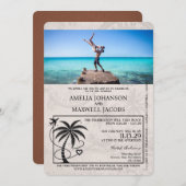 Brown Bahamas Passport Wedding Einladung (Vorne/Hinten)