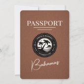 Brown Bahamas Passport Wedding Einladung (Rückseite)