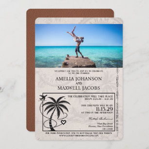 Brown Bahamas Passport Wedding Einladung
