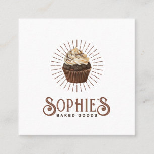 Brown Baker Bakery Cupcake Logo Vintage Typografie Quadratische Visitenkarte