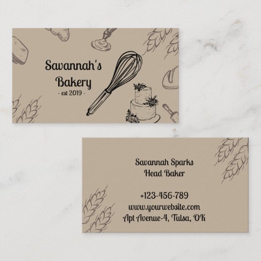 Brown Bakery Collage Whisky Business Card Visitenkarte (Vorne/Hinten)