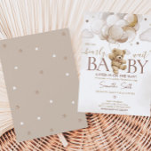 Brown Balloon Bear Baby Dusche Einladung