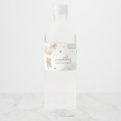 Brown Balloon Bear Baby Dusche Wasserflaschenetikett (Vorderseite)