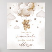 Brown Balloon Bear Baby Shower Envelope Station Poster (Vorne)