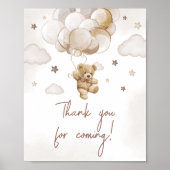 Brown Balloon Bear Danke, dass du gekommen bist Poster (Vorne)