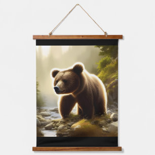 Brown Bar Wildlife Portrait Wandteppich Mit Holzrahmen