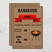 Brown Barbecue-Party Einladung (Vorne/Hinten)