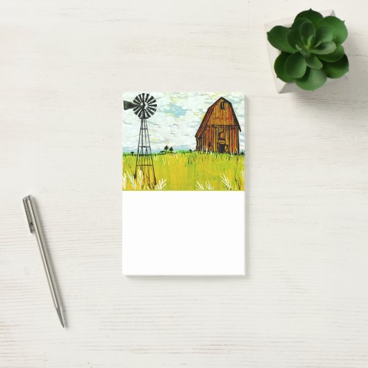 Brown Barn Summer Landschaft Post-It Notes Klebezettel (Büro)