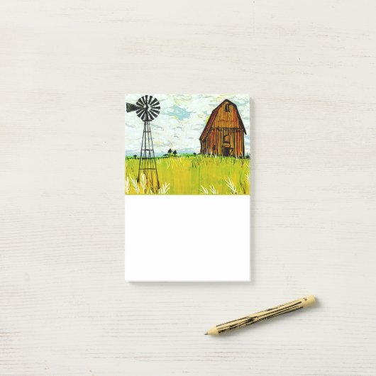 Brown Barn Summer Landschaft Post-It Notes Post-it Klebezettel (Auf Schreibtisch)