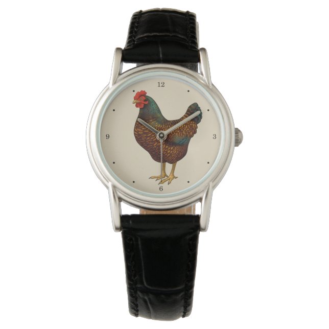 Brown Barnevelder Hen Chicken Armbanduhr (Vorderseite)