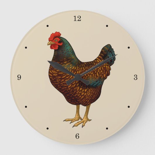 Brown Barnevelder Hen Chicken Große Wanduhr (Vorderseite)