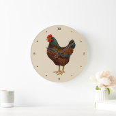 Brown Barnevelder Hen Chicken Große Wanduhr (Zuhause)