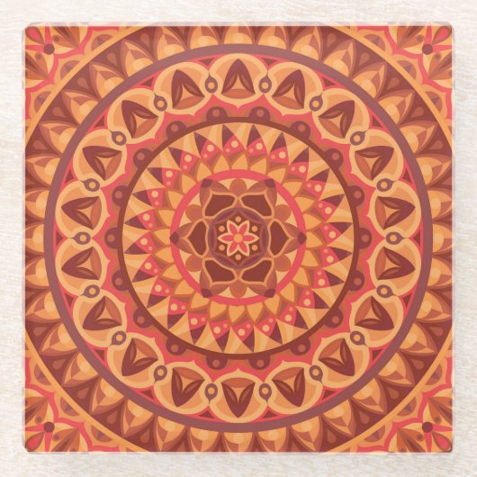 Brown Base Mandala Glasuntersetzer (Vorderseite)