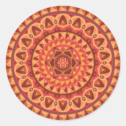 Brown Base Mandala Runder Aufkleber (Vorderseite)