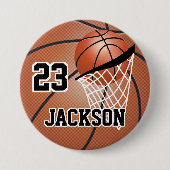 Brown Basketball Design | Personalisieren Button (Vorderseite)