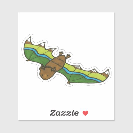 Brown Bat mit Bergflüssen und Fluss Aufkleber (Blatt)