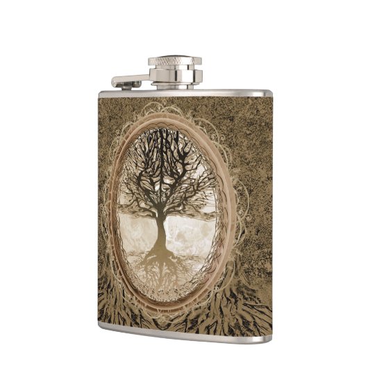 Brown-Baum des Leben-Musters Flachmann (Links)