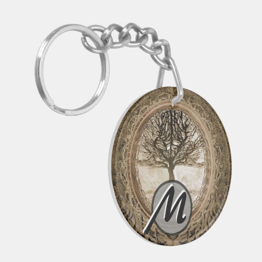 Brown-Baum des Leben-Musters Schlüsselanhänger (Vorderseite links)