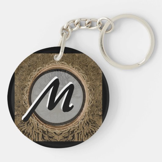 Brown-Baum des Leben-Musters Schlüsselanhänger (Rückseite)