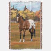 Brown Bay Appaloosa Pferd im Herbst Weide Decke (Vorderseite Vertikal)