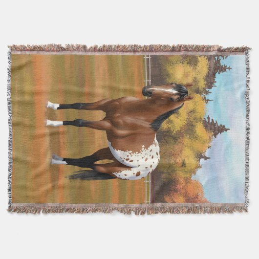 Brown Bay Appaloosa Pferd im Herbst Weide Decke (Vorderseite)