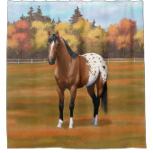 Brown Bay Appaloosa Pferd im Herbst Weide Duschvorhang (Vorderseite)