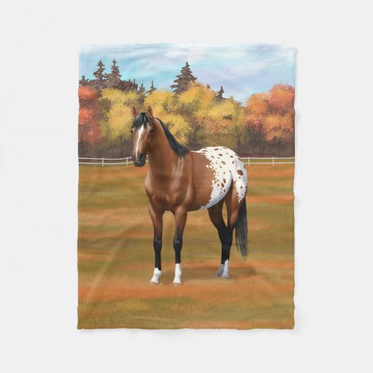 Brown Bay Appaloosa Pferd im Herbst Weide Fleecedecke (Vorderseite)