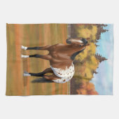 Brown Bay Appaloosa Pferd im Herbst Weide Geschirrtuch (Horizontal)