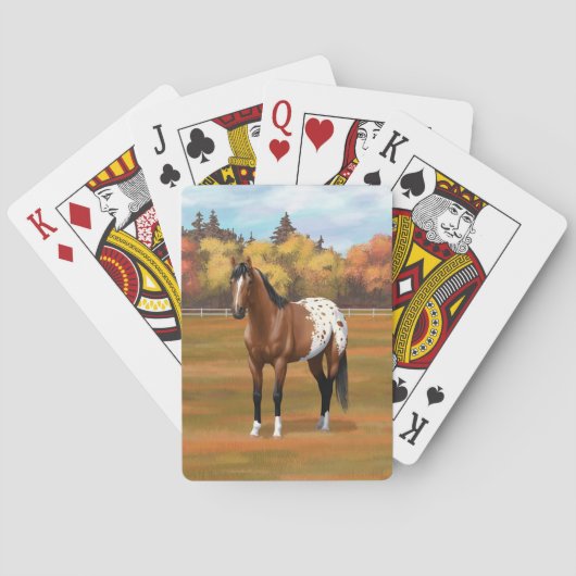 Brown Bay Appaloosa Pferd im Herbst Weide Spielkarten (Rückseite)