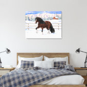 Brown Bay Gypsy Vanner Draft Horse In Snow Leinwanddruck (Insitu (Schlafzimmer))