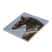 Brown Bay Oldenburg Horse Portrait Fliese (Seite)